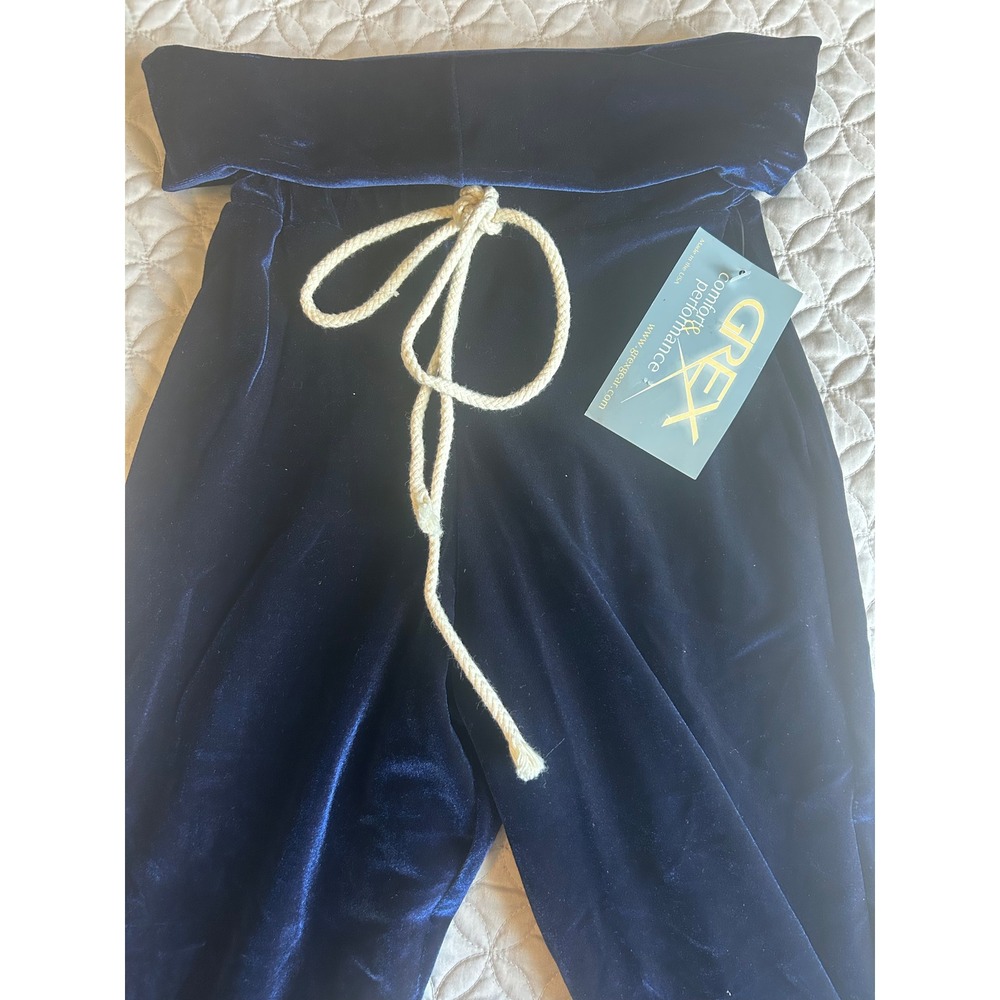 GREX Velvet Roll Waist Dance Pants Navy Blue Vintage Flared Leg Adult Medium NEW - Picture 2 of 6